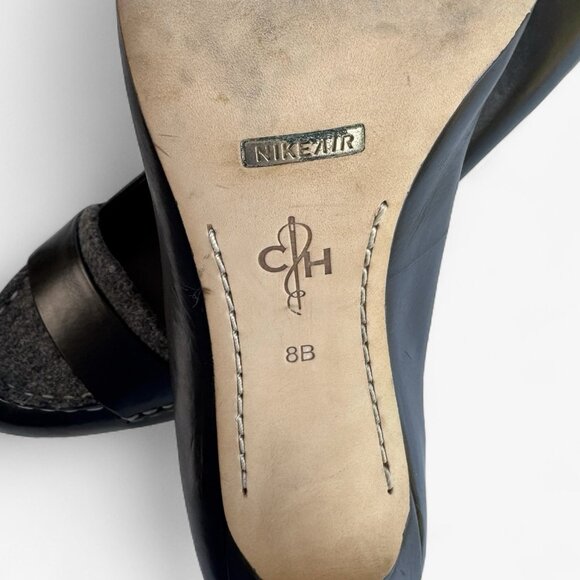 Cole Haan Womens Heels Violet Air Moc Pump 90 Size 8 B Black Leather Gray Wool - Picture 9 of 9